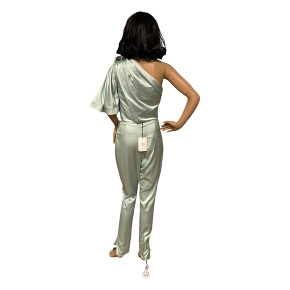 NWT AMUR April top one shoulder drape & matching pants green size Small - Picture 5 of 12